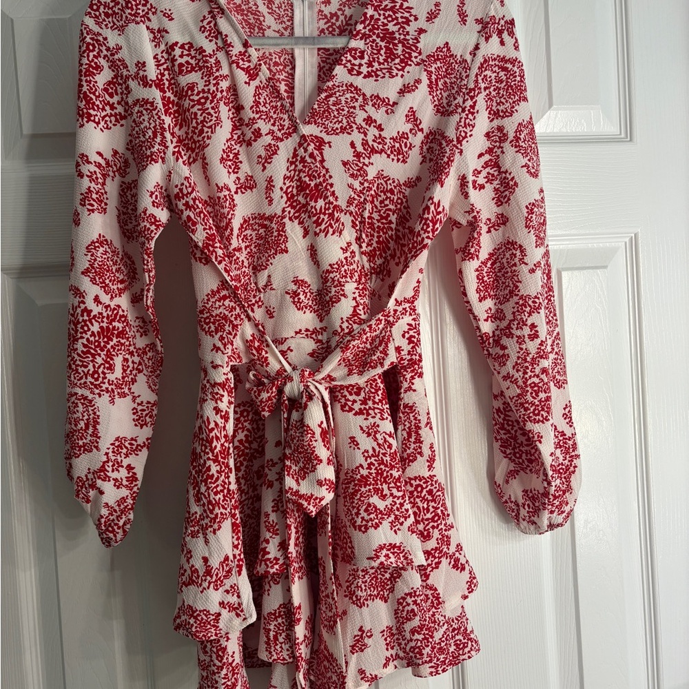 Amazon Red and White Floral Mini Dress